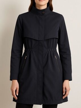 Brunello Cucinelli Drawstring Waist rain Coat jacket dark blue size EU 44/US8
